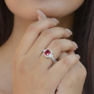 Close-up of Woman Wearing a Silver Ring with a Ruby Stone How Can You Tell A High Quality Ruby?