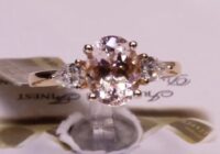 #75731 | M1.80ct/D0.36ct | Oval Morganite with Two Pear Side Diamonds | Set in 18ct Rose Gold