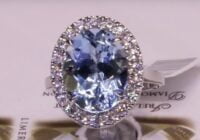 F1 H1553 | AQ6.17/D0.51 |  Oval Aquamarine with Round Brilliant Diamond Halo | Set in Platinum