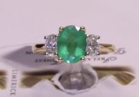 F14019H2 | EM1.81ct/D0.60ct | Oval Emerald with Two Side Diamonds | Set in 18ct Yellow Gold