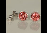 14K White Gold Imperial Zircon with Diamond Halo Stud Earrings 5.71cts