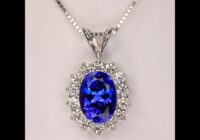 14K White Gold Oval Tanzanite and Diamond Halo Pendant 3.52cts