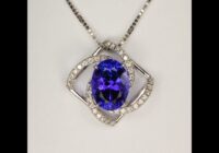 14K White Gold Oval Tanzanite and Diamond Pendant 4.22cts