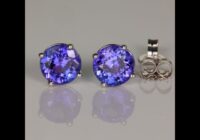 14K White Gold Round Tannzanite Stud Earrings 2.14cts