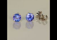 14K White Gold Round Tanzanite Stud Earrings .93cts