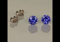 14K White Gold Round Tanzanite Stud Earrings .99ct