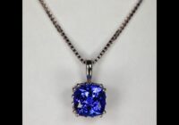 14K White Gold Square Cushion Tanzanite Pendant 1.77cts