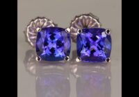 14K White Gold Square Cushion Tanzanite Stud Earrings 3.89cts