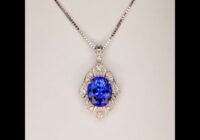 14K White Gold Tanzanite and Diamond Pendant 3.29cts