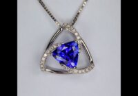 14K White Gold Trilliant Tanzanite and Diamond Pendant 2.76cts
