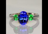 14K White & Yellow Gold Tanzanite and Tsavorite Garnet Ring 2.11cts