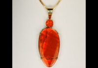 14K Yellow Gold Ammolite and Fire Opal Pendant 1.11cts