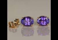 14K Yellow Gold Oval Tanzanite Stud Earrings 2.51cts