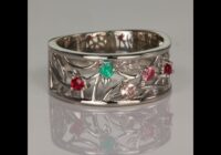 Mothers Ring Wider 5 stone Vine Ring With Natural Gems
