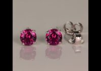 Purple Garnet Stud Earrings in 14k White Gold .96ct