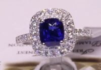 #87890 | S2.02ct/D0.73ct | Cushion Sapphire with Round Brilliant Double Halo and Diamond Shoulders