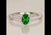 14K White Gold Tsavorite Garnet Ring with Diamond Shank .90cts