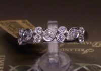 #44802 | T0.48ct | Three Pear Cut and Eight Round Brilliant Diamond Milgrain Set | 18ct White Gold