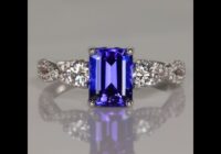 Emerald Cut Tanzanite & Diamond Ring in 14k White Gold