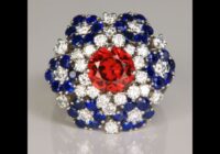 Estate Sapphire Garnet and Diamond Ring