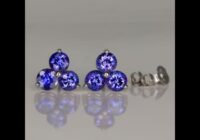 Triple Round Tanzanite Earrings in 14k White Gold