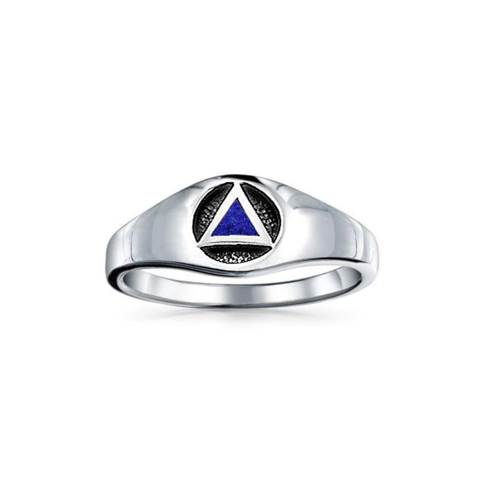 Triangle AA Recovery Symbol Silver Ring JR126