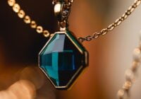 silver and blue gemstone pendant necklace