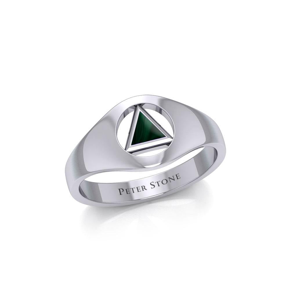 Small Silver Ring with Inlaid Recovery Symbol TRI1932 Review