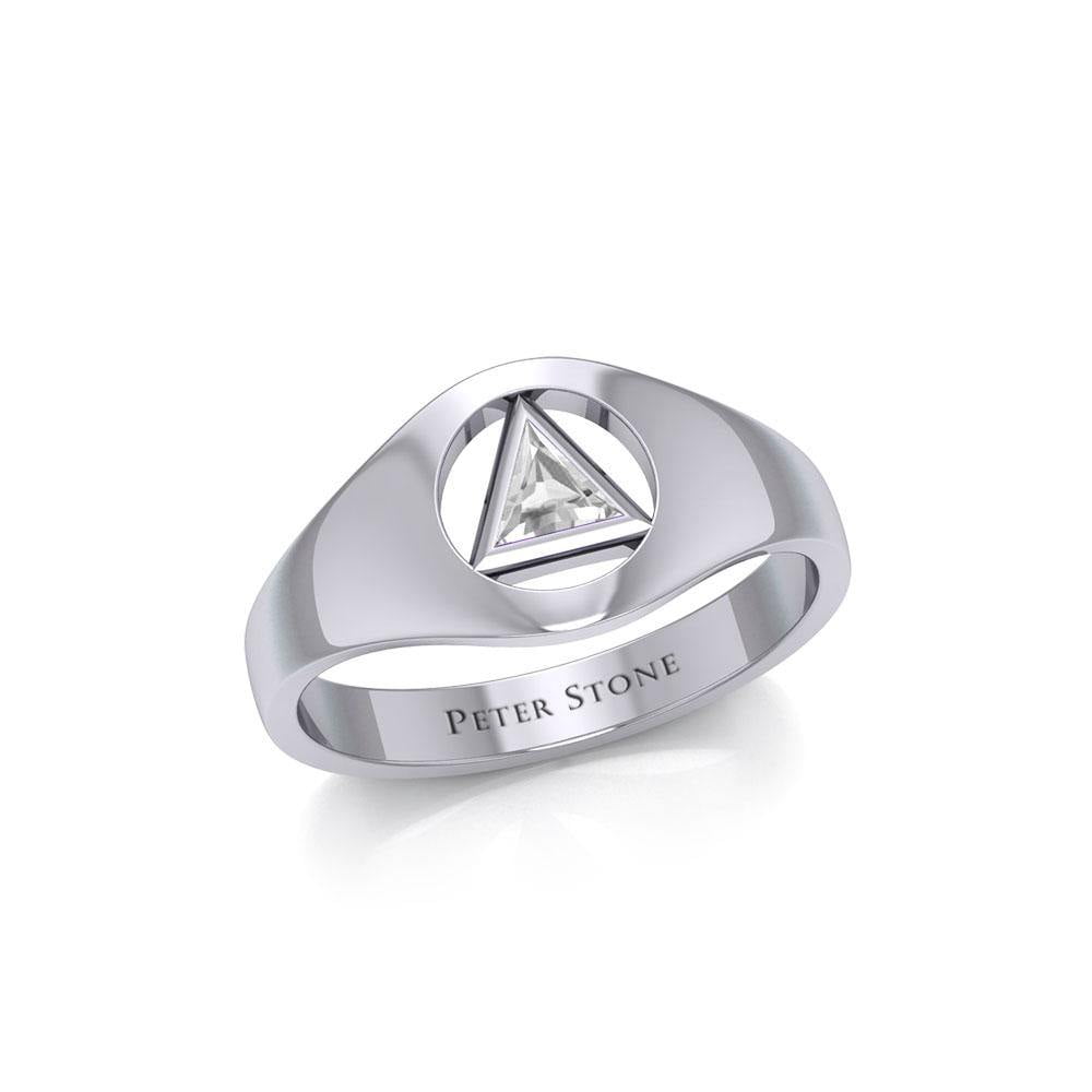 Small Silver Ring with Inlaid Recovery Symbol TRI1932 Review