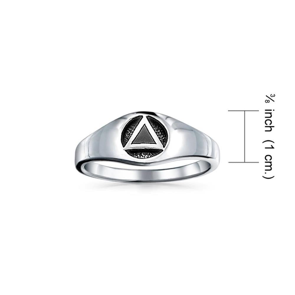 Triangle AA Recovery Symbol Silver Ring JR126